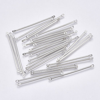 Iron Bar Links connectors, Nickel Free, Platinum, 40x2x1.2mm, Hole: 1mm