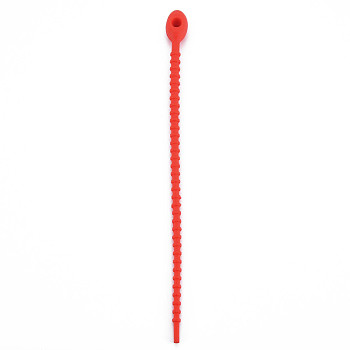 Silicone Cable Ties, Tie Wraps, Reusable Zip Ties, FireBrick, 214x13.5x12mm, Hole: 3mm