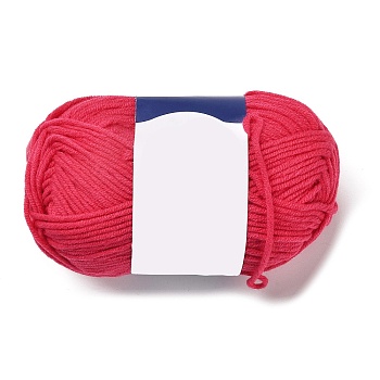 Milk Cotton Knitting Acrylic Fiber Yarn, 5-Ply Crochet Yarn, Punch Needle Yarn, Cerise, 2mm
