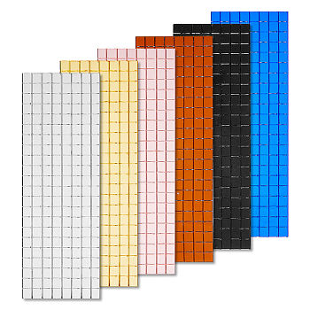 6Pcs 6 Colors Self Adhesive Acrylic Cabochons, Square Mirror Mosaic Tiles, for Home Decoration or DIY Crafts, Mixed Color, 1000x40x1mm, 1pc/color