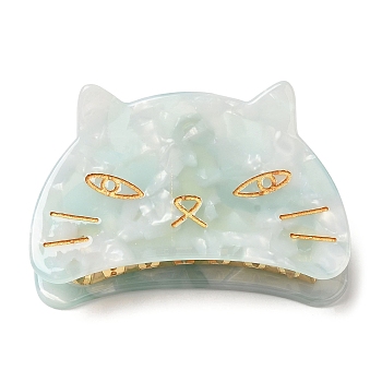 Cat Cellulose Acetate(Resin) Claw Hair Clips for Women and Girls, Medium Turquoise, 44x69mm
