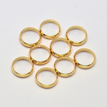 Ring Brass Bead Frames, Cadmium Free & Nickel Free & Lead Free, Real 18K Gold Plated, 10x2.5mm, Hole: 1mm