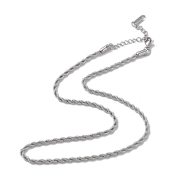 304 Stainless Steel Rope Chain Necklace for Men Women, Stainless Steel Color, 15.98 inch(40.6cm)