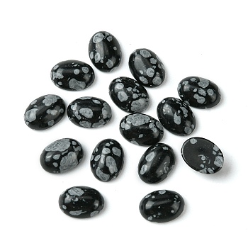Synthetic Snowflake Obsidian Cabochons, Oval, 8~8.5x6~6.5x2.5~3.5mm