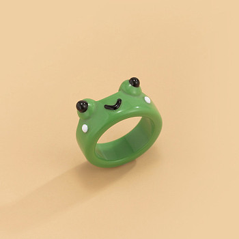 Frog Resin Plain Band Rings for Women Girls, Frog, 17mm