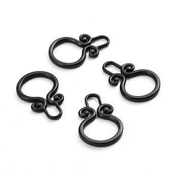 304 Stainless Steel Toggle Clasps Parts, Ring, Electrophoresis Black, 22.5x15x2mm, Hole: 6x3.5mm, inner diameter: 11mm