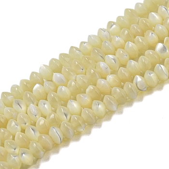 Natural Trochus Shell Rondelle Beads Strands, Saucer Beads, Pale Goldenrod, 3x2mm, Hole: 0.5mm, about 202~205pcs/strand, 15.94~16.14''(40.5~41cm)