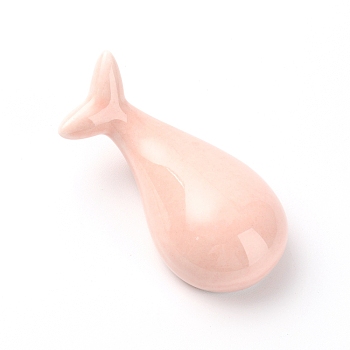 (Clearance Sale)Porcelain Chopstick Rest, Dolphin Shaped, Pink, 72x34x21mm, Hole: 12~13mm