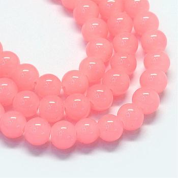 Baking Painted Imitation Jade Glass Round Bead Strands, Light Coral, 6.5mm, Hole: 1.5mm, about 145pcs/strand, 31.8 inch