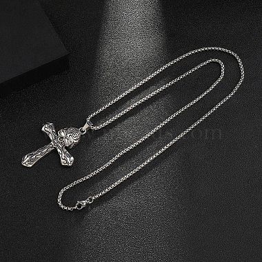 Halsketten mit Kreuzanhänger aus Zinklegierung(NJEW-M211-06D-ASP)-4