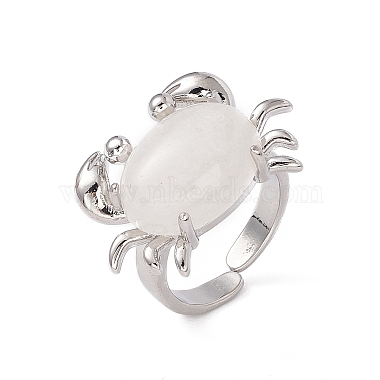 Natural Quartz Crystal Crab Open Cuff Ring(RJEW-I090-01P-15)-4