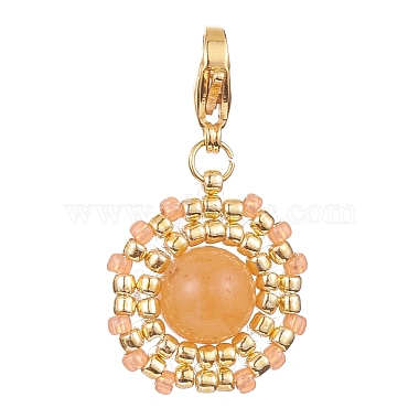 Glass Seed Beads & Gemstone Pendant Decoration(HJEW-MZ00034)-3