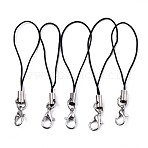 Polyester Cord Mobile Straps, with Platinum Plated Alloy Findings, Black, 6.5~7cm(MOBA-R002-06)