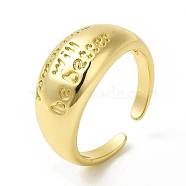 Word Tomorrow Will Be Better Brass Open Cuff Ring for Women, Cadmium Free & Nickel Free & Lead Free, Real 18K Gold Plated, US Size 7 3/4(17.9mm)(RJEW-H120-04G)