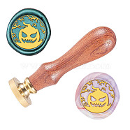 Wax Seal Stamp Set, Sealing Wax Stamp Solid Brass Head,  Wood Handle Retro Brass Stamp Kit Removable, for Envelopes Invitations, Gift Card, Pumpkin Pattern, 83x22mm(AJEW-WH0208-424)