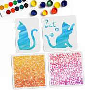 4Pcs 4 Styles PET Hollow Out Drawing Painting Stencils, for DIY Scrapbook, Photo Album, Flower, Cat Pattern, 297~300x210~300mm, 1pc/style(DIY-WH0411-024)