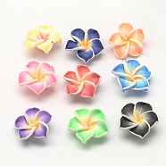 Handmade Polymer Clay 3D Flower Plumeria Beads, Mixed Color, 30x11mm, Hole: 2mm(X-CLAY-Q192-30mm-M)