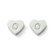 316 Surgical Stainless Steel Beads, Love Heart with Letter Bead, Stainless Steel Color, Letter O, 5.5x6.5x2.5mm, Hole: 1.4mm(STAS-R230-01O-P)