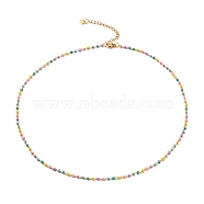 304 Stainless Steel Enamel Twisted Chain Necklaces, with Cross Charms and Lobster Claw Clasps, Golden, Colorful, 17.32 inch(44cm)(NJEW-JN03154)