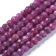 Natural Ruby/Red Corundum Beads Strands, Faceted, Rondelle, 3.5~4x2.8~3mm, Hole: 0.6mm, about 139pcs/strand, 15.35 inch(39cm)(G-E560-Q07)