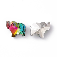 Transparent Glass Beads, Back Plated, Elephant, Colorful, 13x15x8.5mm, Hole: 1.2mm(GLAA-P054-01E)