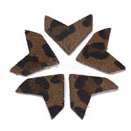 Eco-Friendly Cowhide Links connectors, Arrow with Leopard Print, Camel, 22~23x24x2mm, Hole: 1.5mm(X-FIND-T045-04A)