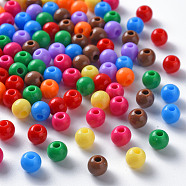 Opaque Acrylic Beads, Round, Mixed Color, 6x5mm, Hole: 1.8mm, about 4400pcs/500g(MACR-S370-C6mm-M2)