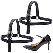 PU Leather High-heeled Shoelaces, Anti-loose Shoe Strap, with Alloy Buckles, Black, 350x9mm(FIND-WH0099-95)