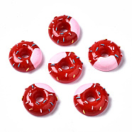 Spray Painted Resin Cabochons, Donut, Red, 21.5~22.5x22~23x8.5mm(CRES-Q215-001C)