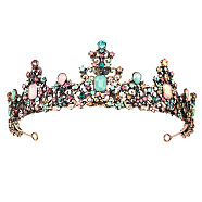 Fashionable Wedding Crown, Alloy Rhinestone Hair Bands, Bridal Tiaras, Colorful, 175x63mm(PW-WG72404-01)