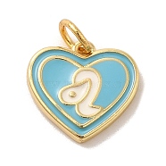 Real 18K Gold Plated Brass Enamel Pendants, with Jump Ring, Heart with Constellation Charm, Leo, 12x13x1.5mm, Hole: 3.4mm(KK-M273-06G-G)