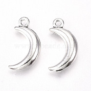Tibetan Style Alloy Pendants, Lead Free & Cadmium Free, Moon, Antique Silver, 18x9.5x3mm, Hole: 1.6mm, about 500pcs/500g(TIBE-S323-055AS-RS)