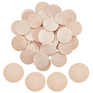 Elite 40Pcs Unfinished Beech Wooden Round Pieces, Wood Discs, Wood Craft Accessories, Burgundy, 5x0.5cm(WOOD-PH0009-48)