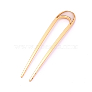 French Hair Forks, U Shape Updo Hair Pins Clips, for Thin Thick Hair, with Shell, Light Gold, 104x22x3mm(OHAR-WH0018-04)
