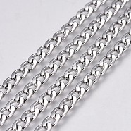 304 Stainless Steel Curb Chains, Unwelded, Stainless Steel Color, 6.5x4.5x1.2mm(CHS-G005-B-02P)