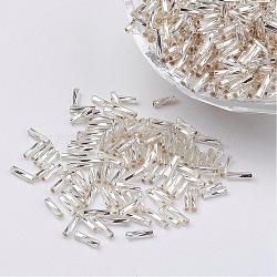 Glass Twisted Bugle Beads, Metallic Colours,White, 6x2mm, Hole: 0.5mm, about 10000pcs/bag(SEED-E002-6mm-821#)
