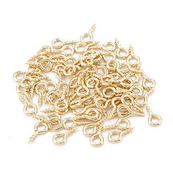 Brass Screw Eye Pin Peg Bails, For Half Drilled Beads, Long-Lasting Plated, Rack Plating, Real 14K Gold Plated, 8x4x1mm, Hole: 2mm(X-KK-D063-03G)
