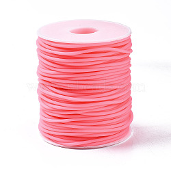Hollow Pipe PVC Tubular Synthetic Rubber Cord, Wrapped Around White Plastic Spool, Light Coral, 2mm, Hole: 1mm, about 54.68 yards(50m)/roll(RCOR-R007-2mm-20)