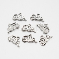 Metal Alloy Pendants, Train, Cadmium Free & Nickel Free & Lead Free, Antique Silver, 17.8x11.5x2mm,Hole: 2mm(X-PALLOY-A13039-AS-NF)