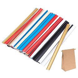 CHGCRAFT 60Pcs 6 Colors Peel and Stick Sealing Strips for Snack Tea Coffee Bag, Self Adhesive Plastic & Iron Bag Mouth Rolling Sealing Clip, Mixed Color, 141x8x1mm, 10pcs/color(FIND-CA0007-62)