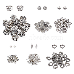 SUPERFINDINGS 120Pcs 6 Style CCB Plastic Beads, Mixed Shapes, Antique Silver, 20pcs/style(CCB-FH0001-07)
