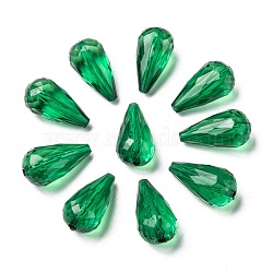Transparent Acrylic Beads, Faceted, teardrop, Dark Green, 21x11mm, Hole: 2mm, about 395pcs/500g(TACR-351-17)