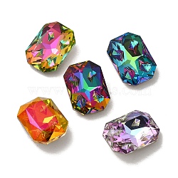Glass Rhinestone Cabochons, Point Back & Back Plated, Faceted, Rectangle, Mixed Color, 18x13x6mm(RGLA-P036-08B-M)