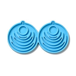 DIY Flat Round with Sun & Moon Pendant Silicone Molds, Resin Casting Molds, for UV Resin & Epoxy Resin Jewelry Making, Deep Sky Blue, 52.5x98x4mm, Hole: 2mm, Inner Diameter: 50x46mm(DIY-I099-27)