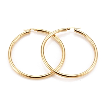 304 Stainless Steel Hoop Earrings, Hypoallergenic Earrings, Ring Shape, Golden, 6 Gauge, 69~71x4mm, Pin: 0.7x1mm