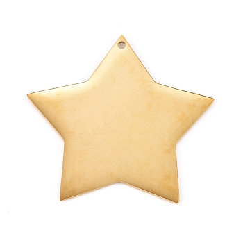 304 Stainless Steel Pendants, Manual Polishing, Stamping Blank Tag, Laser Cut, Star, Golden, 22x23x0.8mm, Hole: 1.2mm