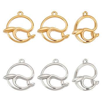 8Pcs 2 Colors Ion Plating(IP) 304 Stainless Steel Pendants, Dolphin Charm, Mixed Color, 16x16x2.3mm, Hole: 1mm, 4pcs/color