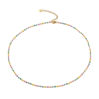 304 Stainless Steel Enamel Twisted Chain Necklaces, with Cross Charms and Lobster Claw Clasps, Golden, Colorful, 17.32 inch(44cm)