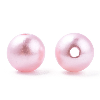 Spray Painted ABS Plastic Imitation Pearl Beads, Round, Pearl Pink, 10x9.5mm, Hole: 2mm, about 1040 pcs/500g