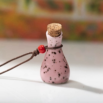 Porcelain Perfume Bottle Necklaces, Pendant Necklace, Pearl Pink, 15.75~23.62 inch(40~60cm)